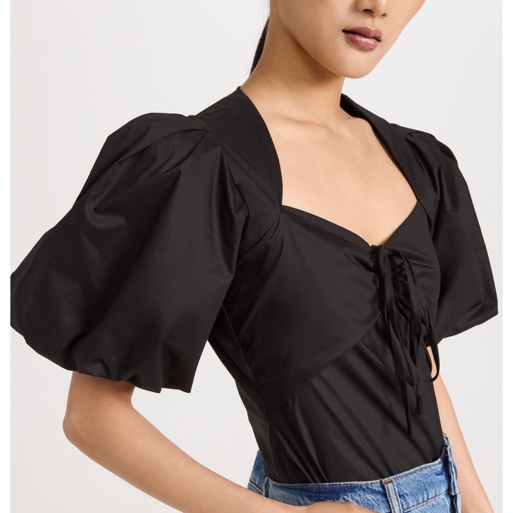 Frame Black Tie Neck Top Shirt Small